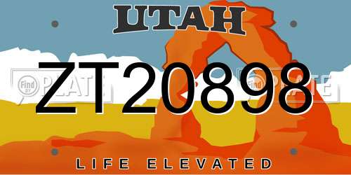 ZT20898 Utah License Plate