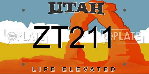 ZT211 Utah License Plate