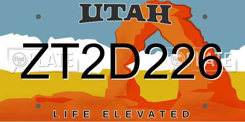 ZT2D226 Utah License Plate