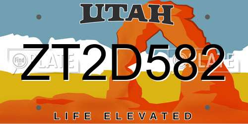 ZT2D582 Utah License Plate