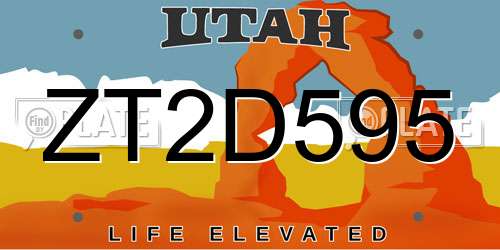 ZT2D595 Utah License Plate