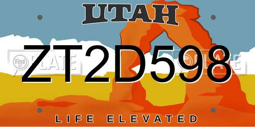 ZT2D598 Utah License Plate