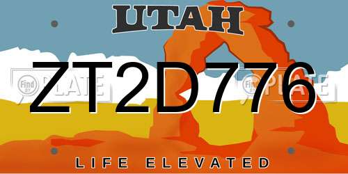 ZT2D776 Utah License Plate