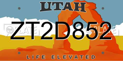 ZT2D852 Utah License Plate