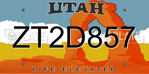 ZT2D857 Utah License Plate