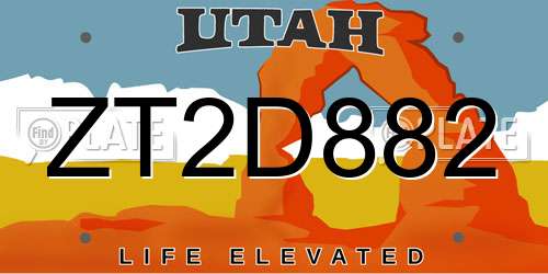 ZT2D882 Utah License Plate