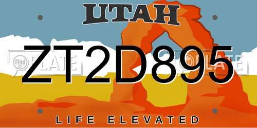 ZT2D895 Utah License Plate