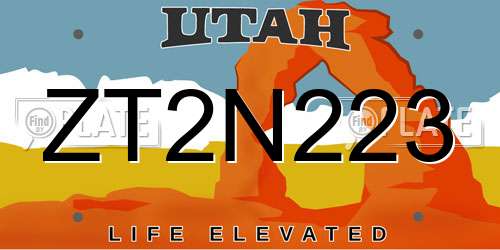 ZT2N223 Utah License Plate