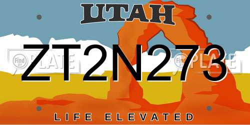 ZT2N273 Utah License Plate