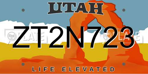 ZT2N723 Utah License Plate