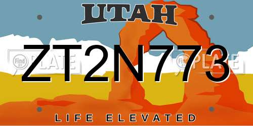 ZT2N773 Utah License Plate