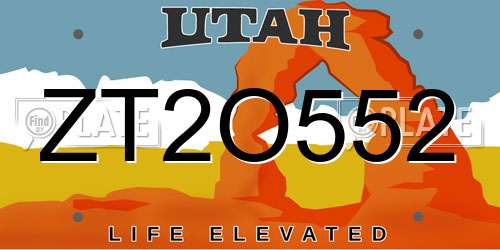 ZT2O552 Utah License Plate