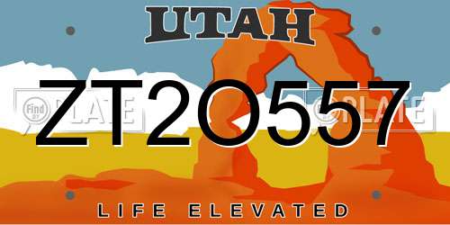 ZT2O557 Utah License Plate