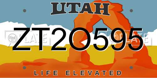 ZT2O595 Utah License Plate