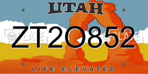ZT2O852 Utah License Plate