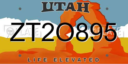 ZT2O895 Utah License Plate