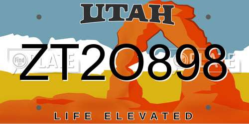 ZT2O898 Utah License Plate