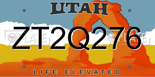 ZT2Q276 Utah License Plate