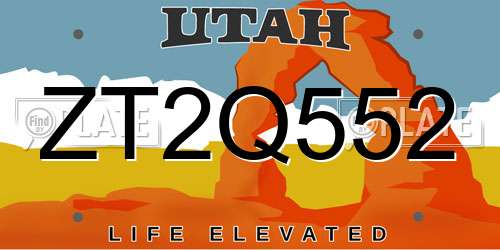 ZT2Q552 Utah License Plate