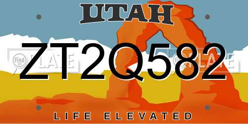 ZT2Q582 Utah License Plate