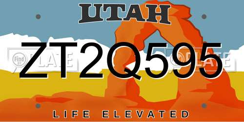 ZT2Q595 Utah License Plate
