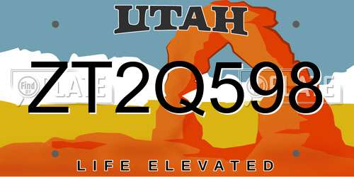 ZT2Q598 Utah License Plate
