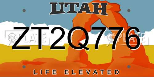 ZT2Q776 Utah License Plate
