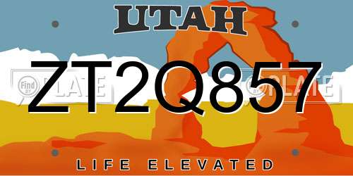 ZT2Q857 Utah License Plate