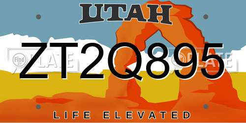 ZT2Q895 Utah License Plate