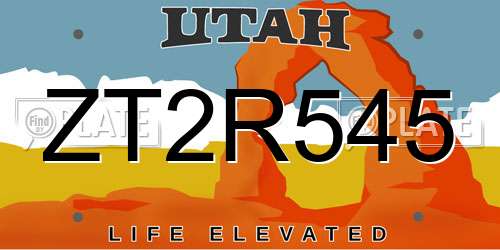 ZT2R545 Utah License Plate