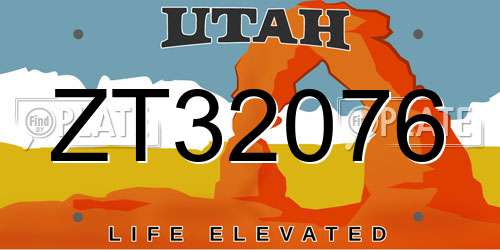 ZT32076 Utah License Plate