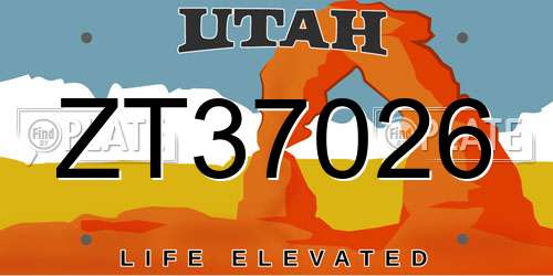 ZT37026 Utah License Plate