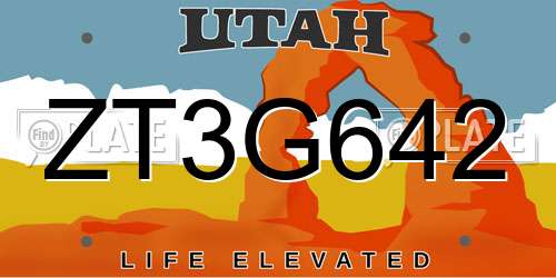 ZT3G642 Utah License Plate