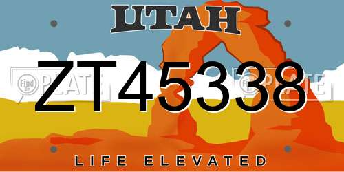 ZT45338 Utah License Plate