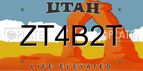ZT4B2T Utah License Plate