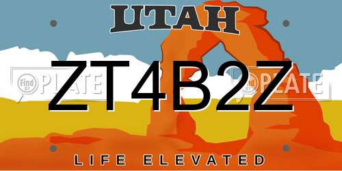 ZT4B2Z Utah License Plate