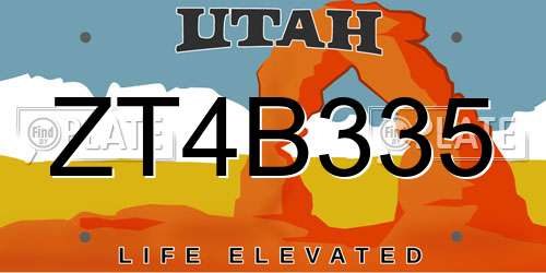 ZT4B335 Utah License Plate