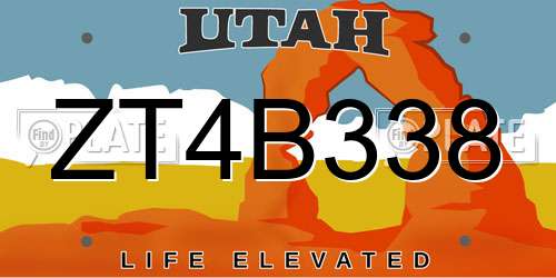 ZT4B338 Utah License Plate