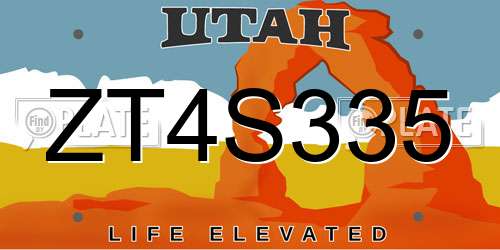 ZT4S335 Utah License Plate