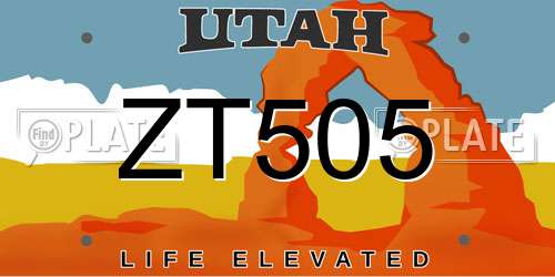 ZT505 Utah License Plate
