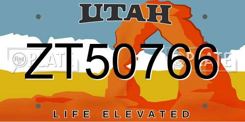 ZT50766 Utah License Plate