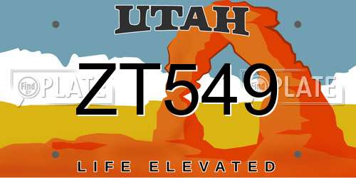 ZT549 Utah License Plate