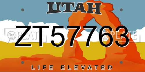 ZT57763 Utah License Plate