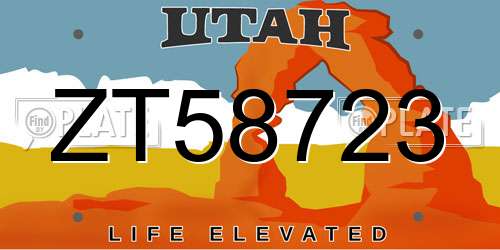 ZT58723 Utah License Plate