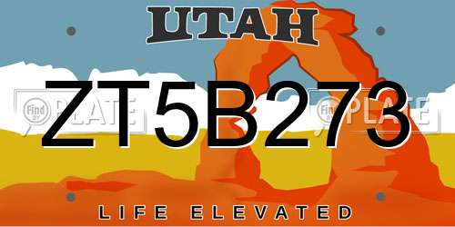 ZT5B273 Utah License Plate