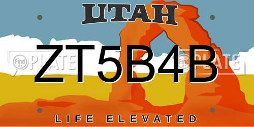 ZT5B4B Utah License Plate
