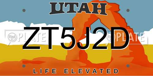 ZT5J2D Utah License Plate