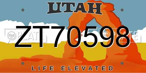 ZT70598 Utah License Plate
