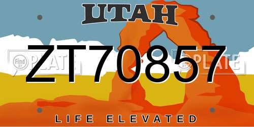 ZT70857 Utah License Plate