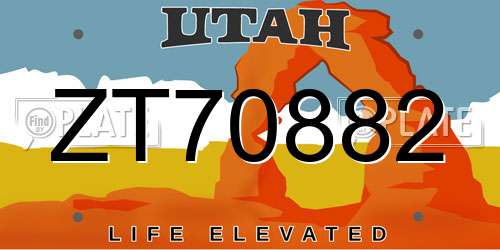 ZT70882 Utah License Plate
